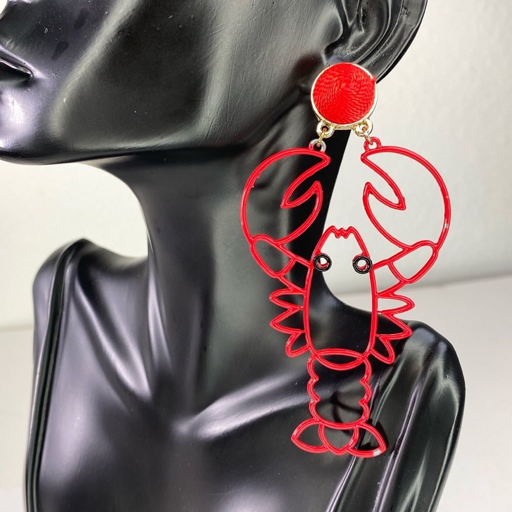 SUGARFIX by Baublebar Red Lobster Earrings – Hypoallergenic & Nickel-Free, 3.5"